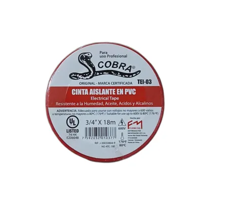 FERMETAL TEIPE ELECTRICO 3/4 X 18M ROJO COBRA