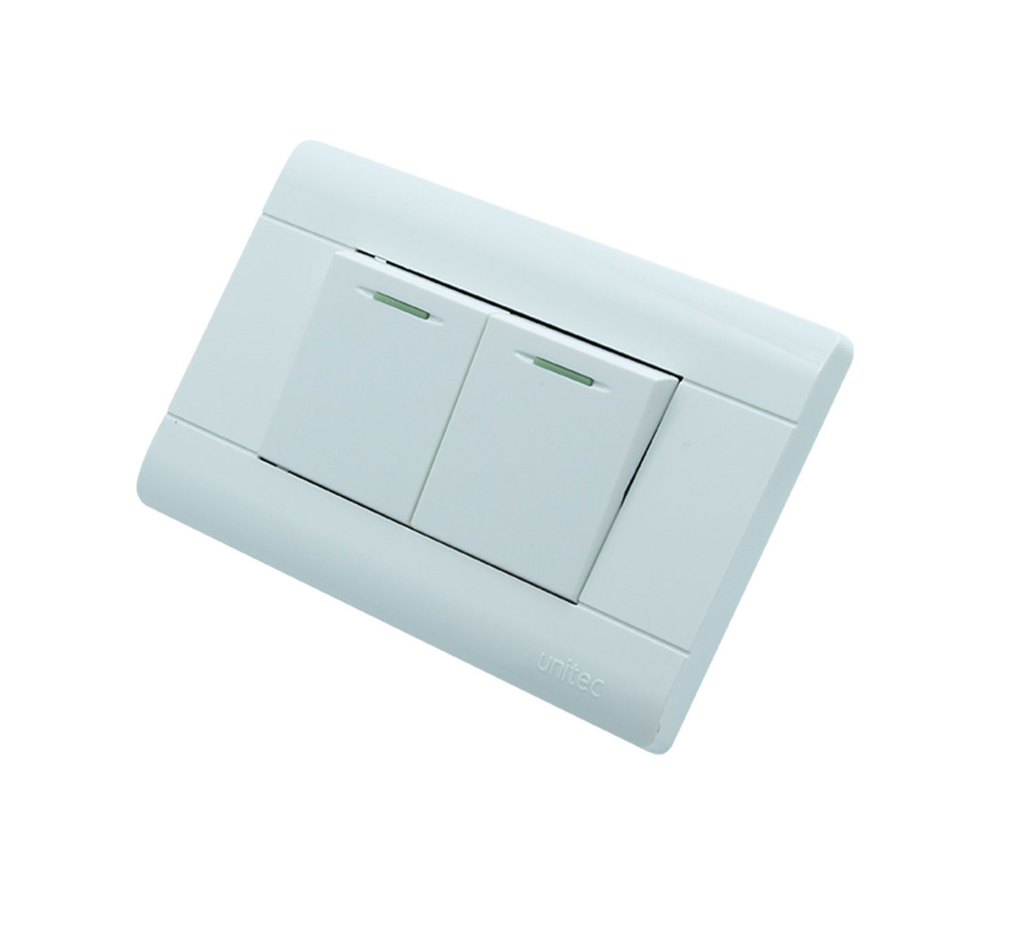 UNITEC INTERRUPTOR BLANCO DOBLE DE POLICARBONATO