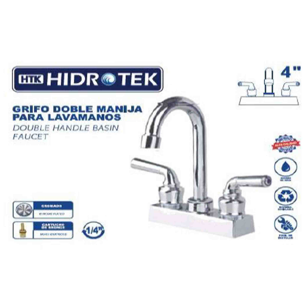 HTK HIDROTEK GRIFOP/LAVAMANOS DOBLE 4" METALICA