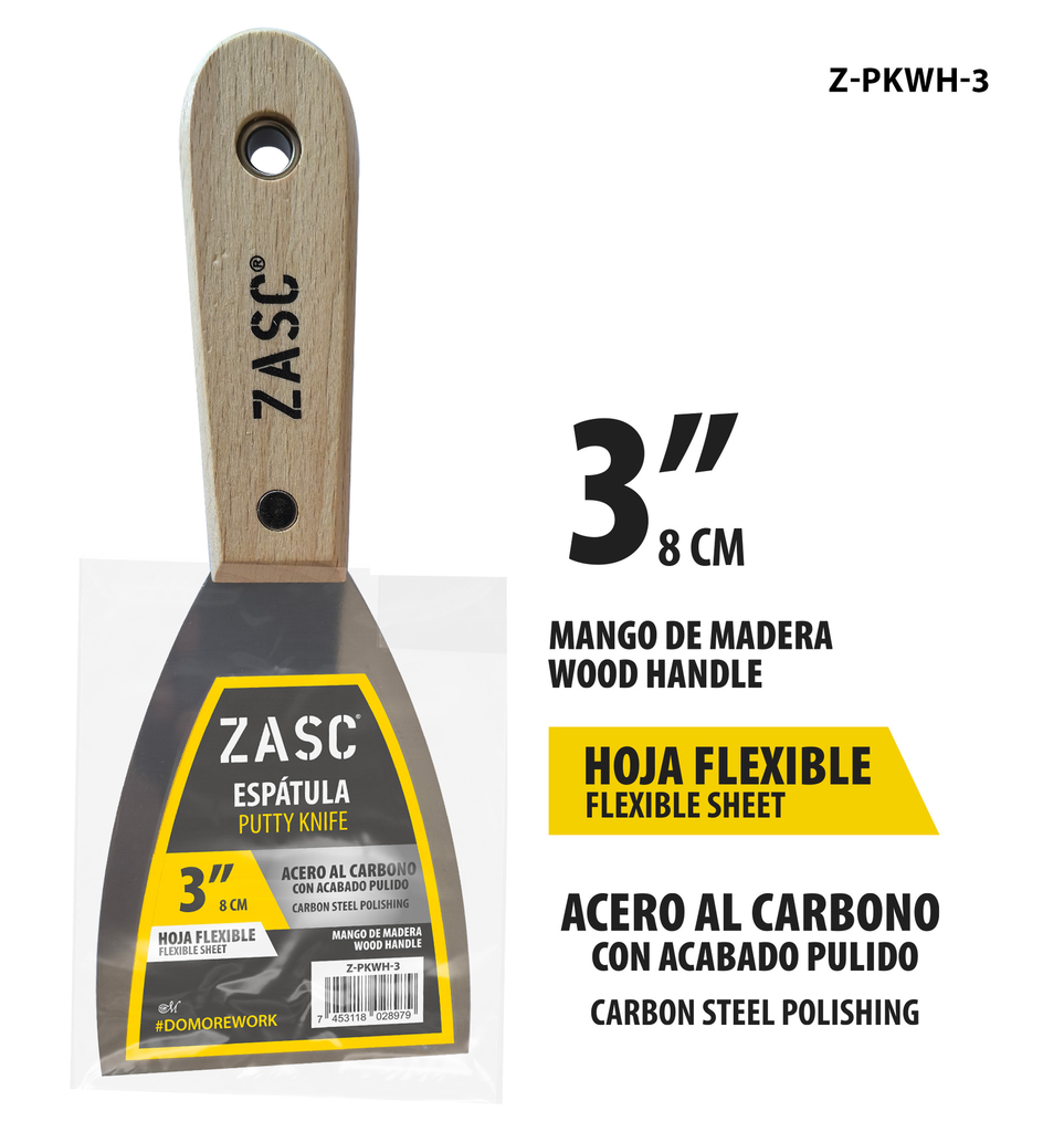 ZACS ESPATULA C/MANGO DE MADERA 3"