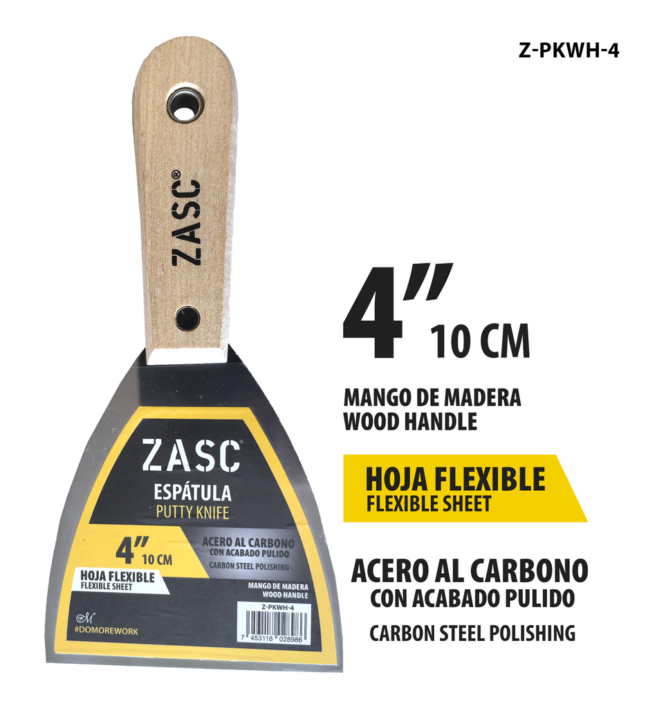 ZACS ESPATULA C/MANGO DE MADERA 4"