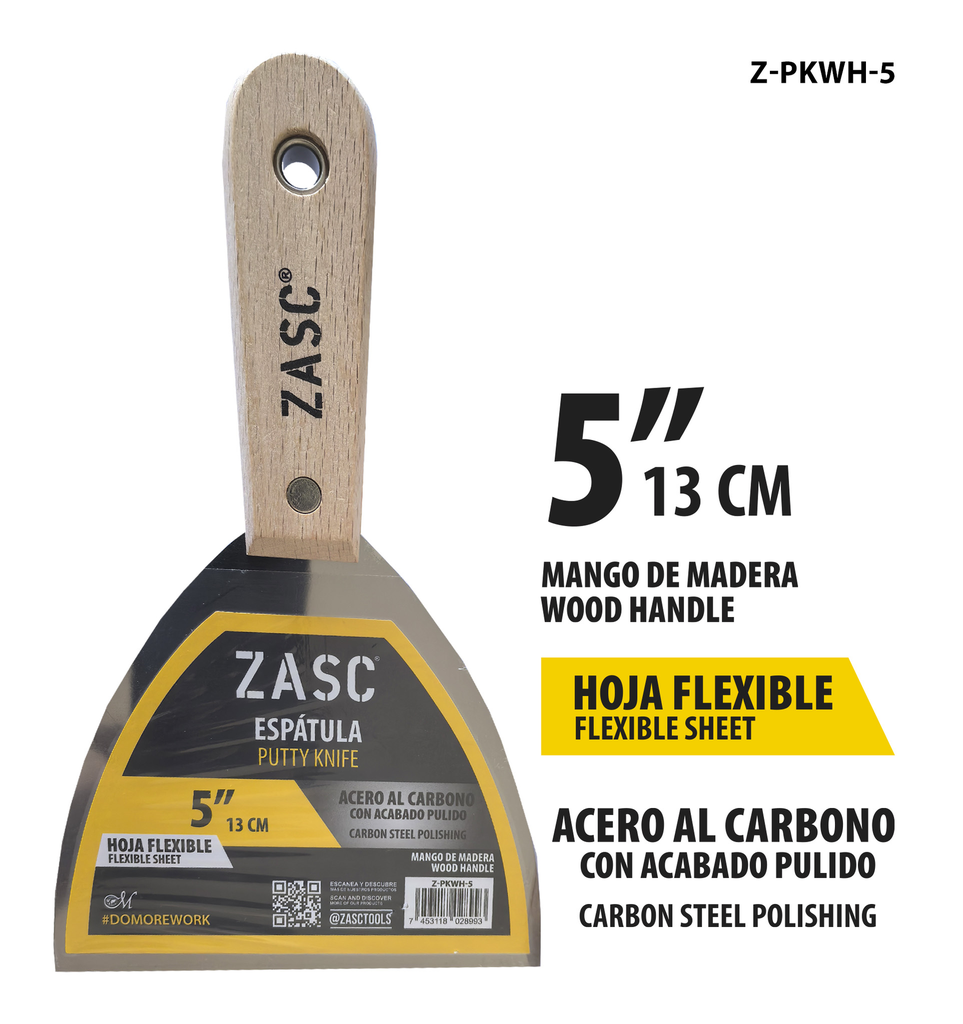 ZACS ESPATULA C/MANGO DE MADERA 5"