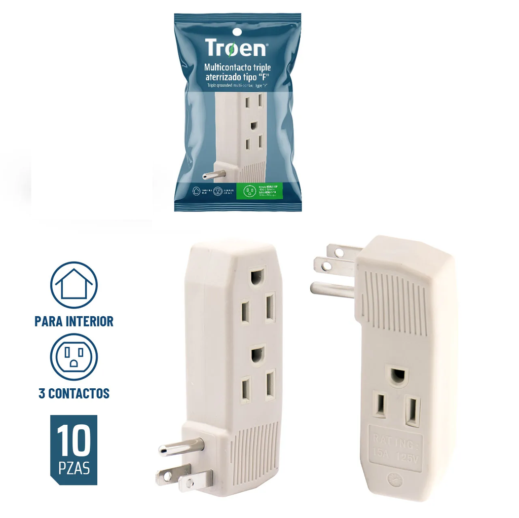 TROE ADAPTADOR TRIPLE TIPO F BLANCO