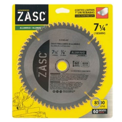 ZASC DISCO PARA CORTE DE ALUMINIO 71/4" 185MM 60 DIENTES