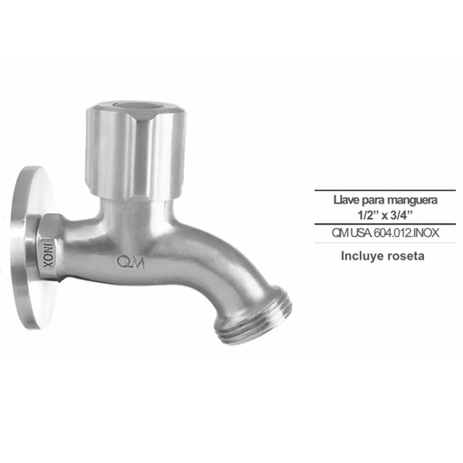 [014137] QM LLAVE PARA MANGUERA BASIC ACERO INOX 304 1/2" X 3/4"