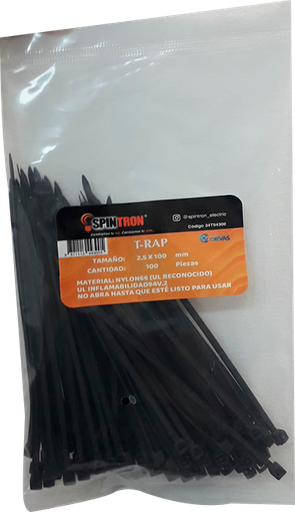 [34T94300] SPINTRON TIRRAP 2.5M X 10CM NEGRO 100PCS