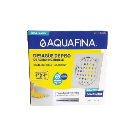 [A-FD-S02A] AQUAFINA REJILLA ANTICUCARACHA 4X4" P/DERSAGUE 3" C/TAPA, ACERO INOXIDABLE
