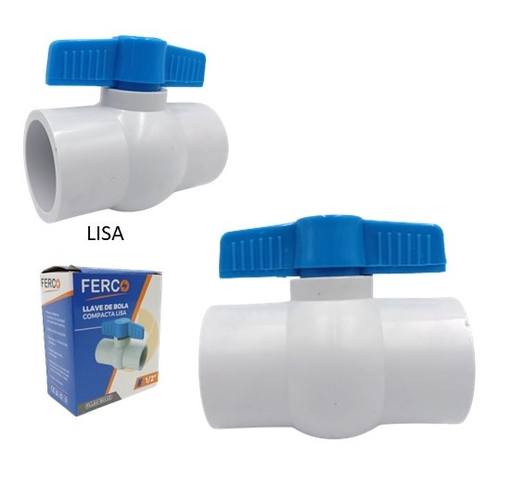 [FLLAV-BCL1/2] FERCO LLAVE DE BOLA COMPACTA 1/2" LISA, PVC