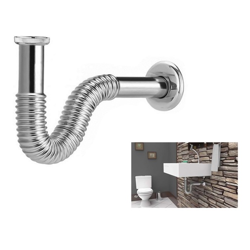 [GB-763] SIFON 1 1/4" LAVAPLATOS ACERO FLEXIBLE