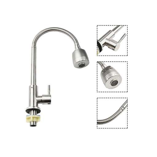 [GB-913] SALUD VEN GRIFERIA P/LAVAPLATOS CUELLO CISNE FLEXI  ACERO INOX