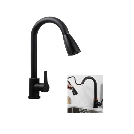 [GB-965] GRIFERIA LUJO NEGRA AGUA FRIA Y CALIENTE LAVAPLATOS