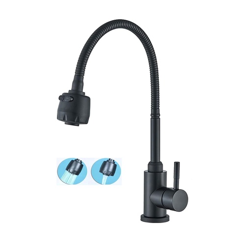 [GB-981] GRIFERIA ACERO NEGRA PARA LAVAPLATOS AGUA FRIA