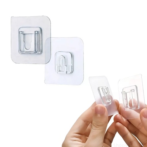 [HR-325] GANCHO DE PARED AUTOADHESIVO TRANSPARENTE PQT 5 UNID