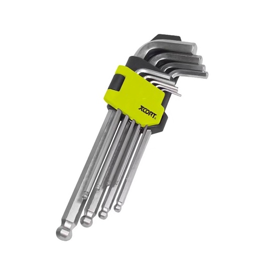 [HR-M3263] XCORT SET DE LLAVES ALLEN PUNTA DE BOLA 9 PZAS