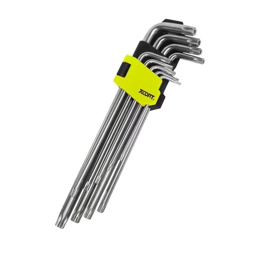 [HR-M3265] XCORT SET DE LLAVES TORX BRAZO EXTRA LARGO 9 PZA