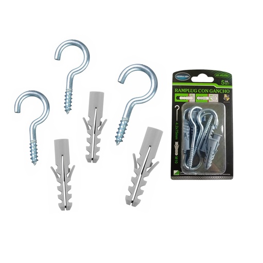 [HR-M5393] HERRA-VEN RAMPLUG CON GANCHO 20X42MM + M8