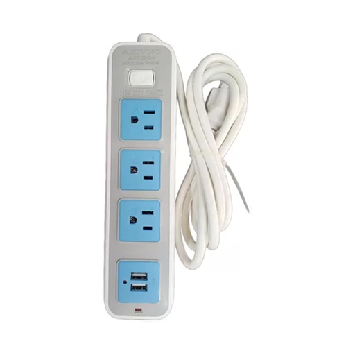 [LD-1013] REGLETA ELECTRICA 3 ENCHUFES Y 2 USB