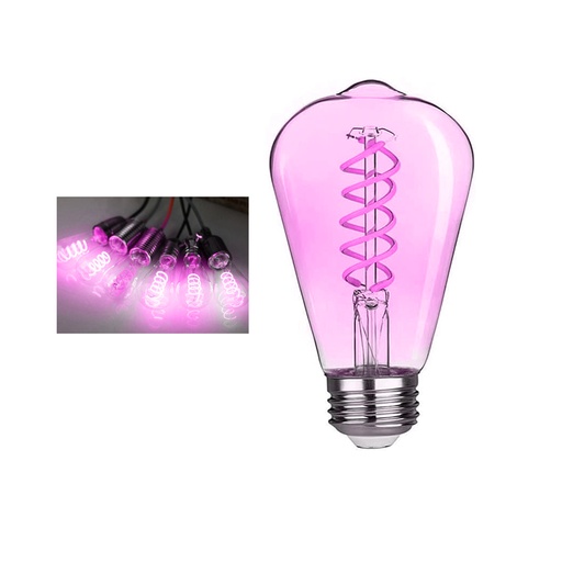 [LD-1422] BOMBILLO PEBETERO FILAMENTO LED ESPIRAL 4W LUZ ROSADA