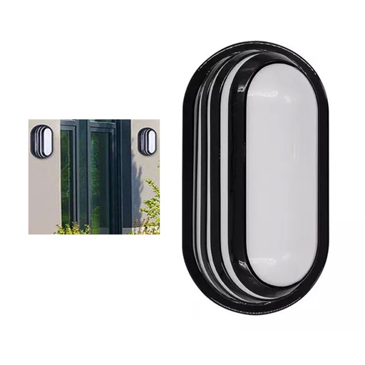[LD-1443] LAMPARA LED PARA EXTERIOR OVALADA NEGRA