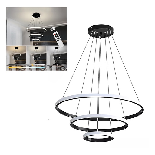 [LD-1657] LAMPARA COLGANTE DE TECHO LED 3 ANILLOS (160W)