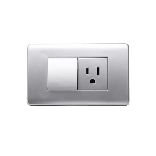 [LD-874] TOMA CORRIENTE CON APAGADOR PLATEADO