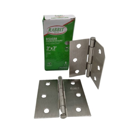 [RB-3X3SN] RABBIT BISAGRA CUADRADA ZINCADA 3"X3" NIQUEL SATINADO