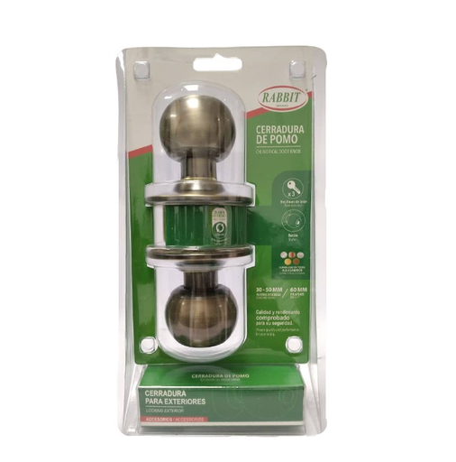 [RB-587AB-BL] RABBIT CERRADURA DE POMO TIPO BOLA LATON ANTIGUO