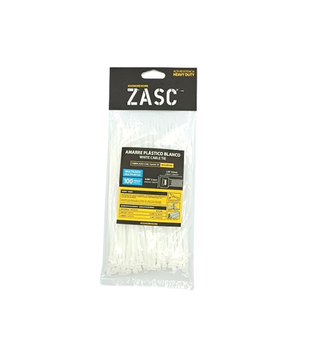 [Z-CT2.5X150MM-W] ZASC TIRRAP DE PLASTICO BLANCO 2.5 MM X 150 MM PQT 100 UND