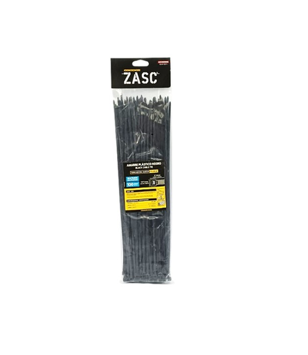 [Z-CT3.6X300MM-B] ZASC TIRRAP DE PLASTICO NEGRO 3.6 MM X 300 MM PQT 100 UND