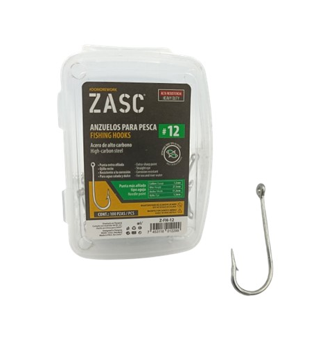 [Z-FH-12] ZASC ANZUELO PARA PESCAR N° 12