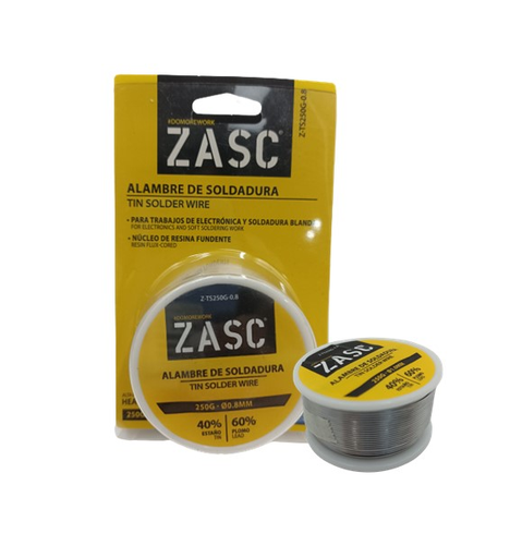 [Z-TS250G-0.8] ZASC ESTAÑO EN ROLLO 0.8 MM 250GR 40/60 (BLISTER)