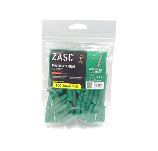 [Z-PWP-1-4X11-2-GN] ZASC RAMPLUG PLASTICO C/VERDE 1/4" 1 1/2"