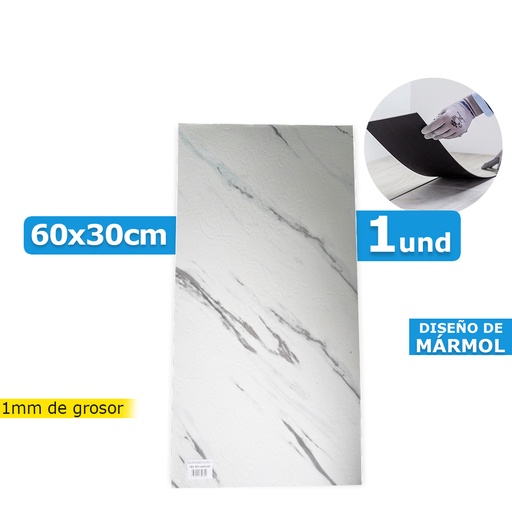 [HR-585] PISO DE VINIL PVC AUTOADHESIVO BLANCOGRIS (60X30CM)