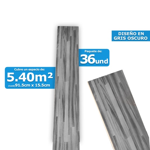 [HR-582] PISO DE VINIL AUTOADHESIVA GRIS OSCURO (5.40m²)