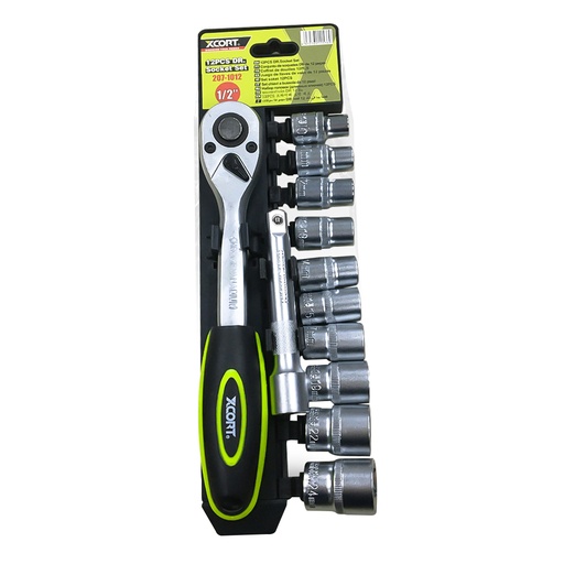 [HR-M3286] XCORT SET DE DADOS CON RACHET 1/2 12 PZAS