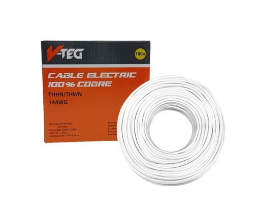 [VT-2270] VT-TEG CABLE THHN/THWN N° 14 BLANCO 100% COBRE ROLLO D/ 100M