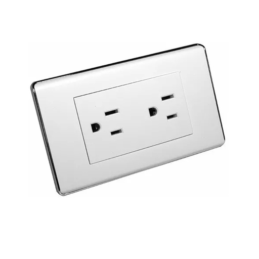 [LD-875] TOMACORRIENTE DOBLE PLATEADO