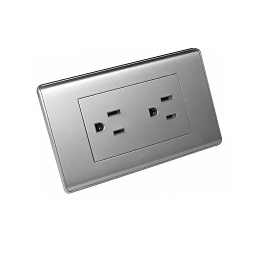 [LD-885] TOMA CORRIENTE DOBLE GRIS PLOMO
