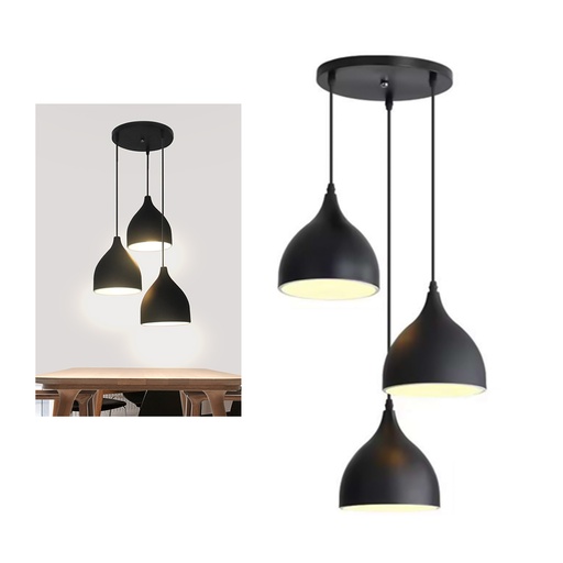 [LD-1828] LAMPRA COLGANTE MODERNA (NEGRO) 17CM X ALTO 18