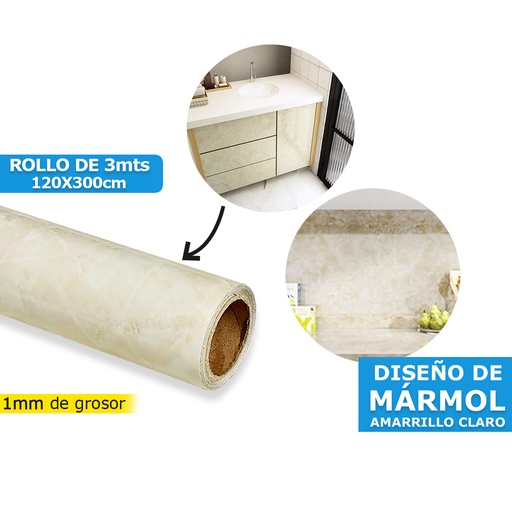 [HR-M4134] VINIL AUTOADHESIVO TIPO  MARMOL AMARILLO CLARO