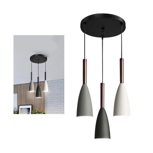 [LD-1829] LAMPARA COLGANTE LARGA CON 3 CAMPANAS