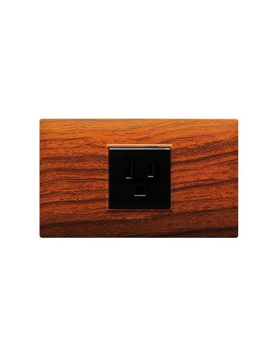 [118K-08-TKNG] PICKENS TOMA CORRIENTE 2P+T SENCILLO COLOR MADERA C/ NEGRO