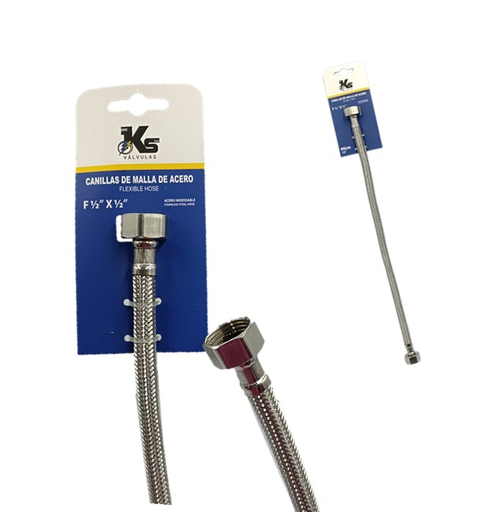 [KS59760] KS CANILLA DE MALLA DE 1/2" X 1/2" ACERO FLEXIBLE 60 CM