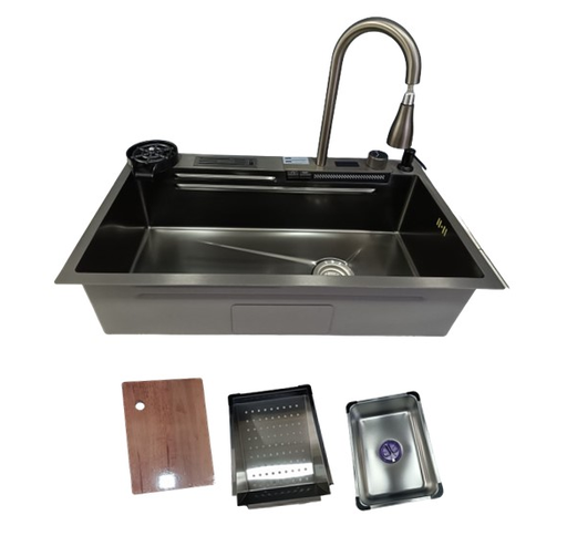 [A-8045SET-D] AQUA FINA FREGADERO PONCHERA 80 X 45 CM ACERO INOX NEGRO P/ EMPOTRAR