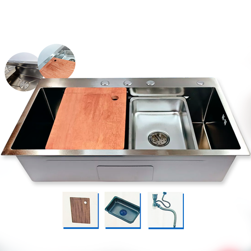 [A-8045SET-F] AQUAFINA FREGADERO 1 PONCHERA 80X45CM ACERO INOX SATINADO P/ EMPOTRAR C/ ACCE