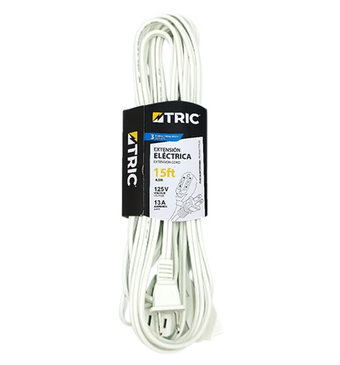 [T-EC15FT-WT] TRIC EXTENSIONE ELECTRICA BLANCA 15 FT, 125V-13A
