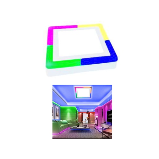 [LD-1527] LAMPARA LED MULTICOLOR CUADRADA SUPERFICIAL (24+8W)