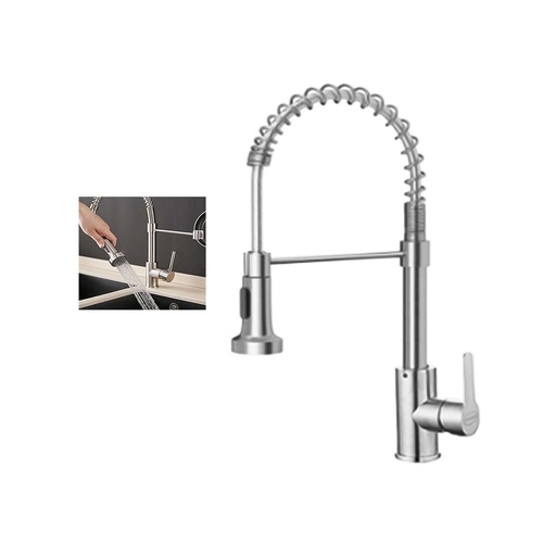 [GB-926] SALUD VEN GRIFERIA DE LUJO P/LAVAPLATOS CUELLO CISNE FLEXI  ACERO INOX AGUA F Y C