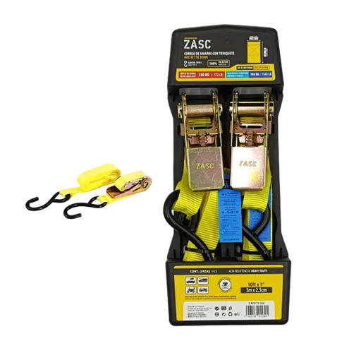 [Z-RTD-TS-350] ZASC CINTA DE AMARRE 1" X 3MTS 350KG C/ RACHET