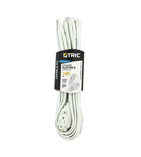 [T-EC20FT-WT] TRIC EXTENSION ELECTRICA BLANCA 20 FT 125V-13A